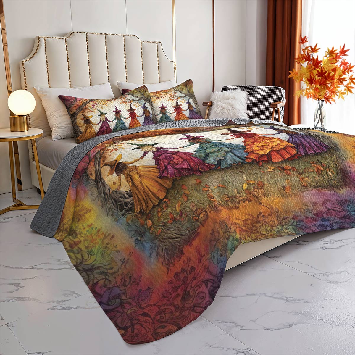 Witch Lorva All Season Quilt 3-Piece Set Rainbow Coven Magic