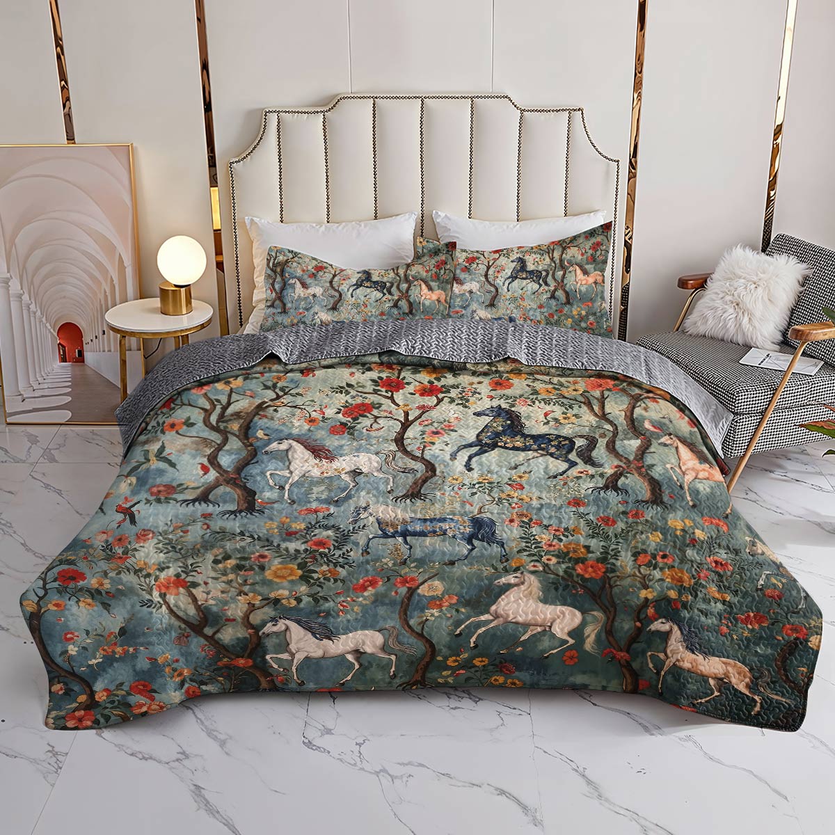Lorva Horse All Season Quilt 3-Piece Set Peace Love
