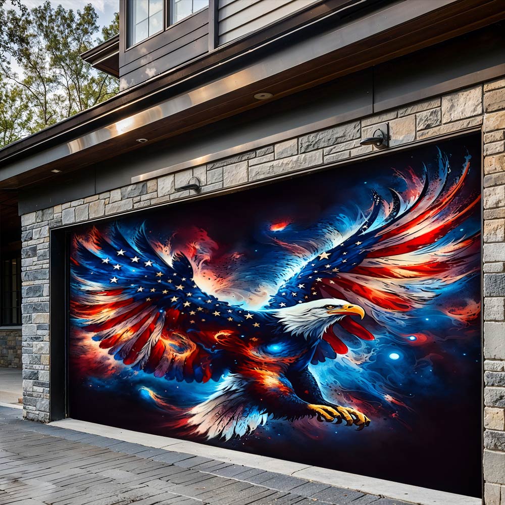 Lorva Patriotic Garage Door Banner Decoration Majestic Eagle