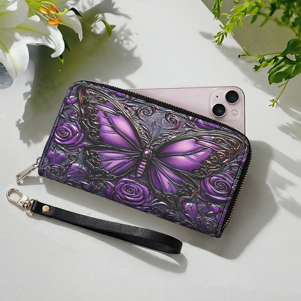 Lorva Butterfly Leather Wallet Mysterious Roses