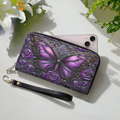 Lorva Butterfly Leather Wallet Mysterious Roses