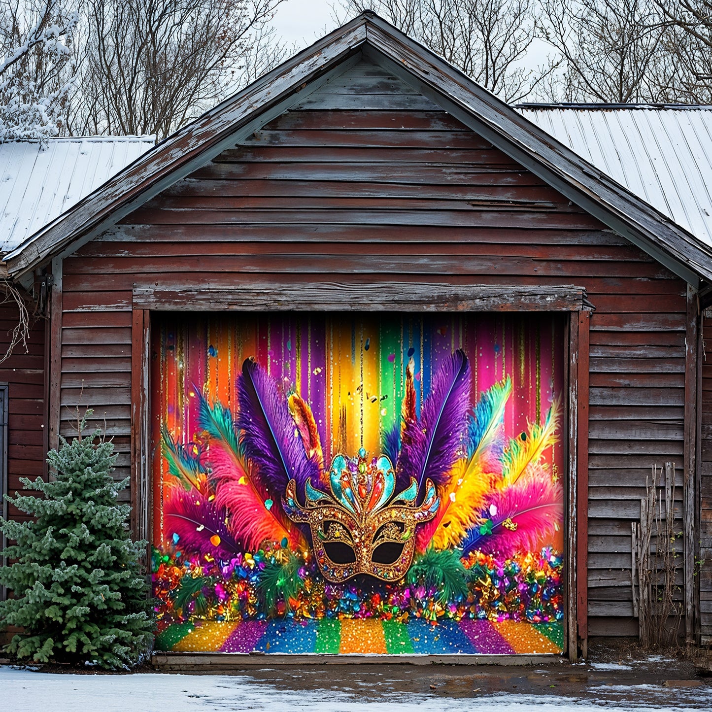 Lorva Garage Door Banner Decoration Gorgeous Mardi Gras Mask