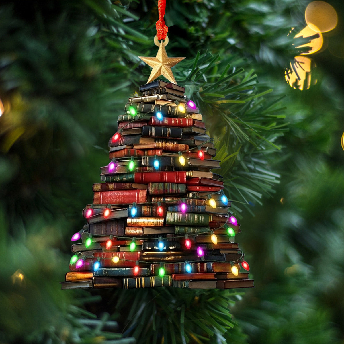Lorva Reading Acrylic Ornament Vintage Bookmas Tree