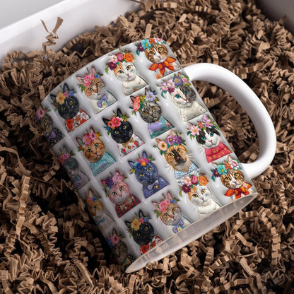 Lorva Mug Colorful Cat Flower Crowns
