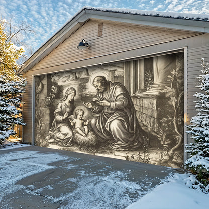 Lorva Christmas Holy Family Garage Door Banner Decoration Classical