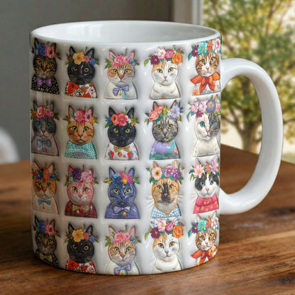 Lorva Mug Colorful Cat Flower Crowns