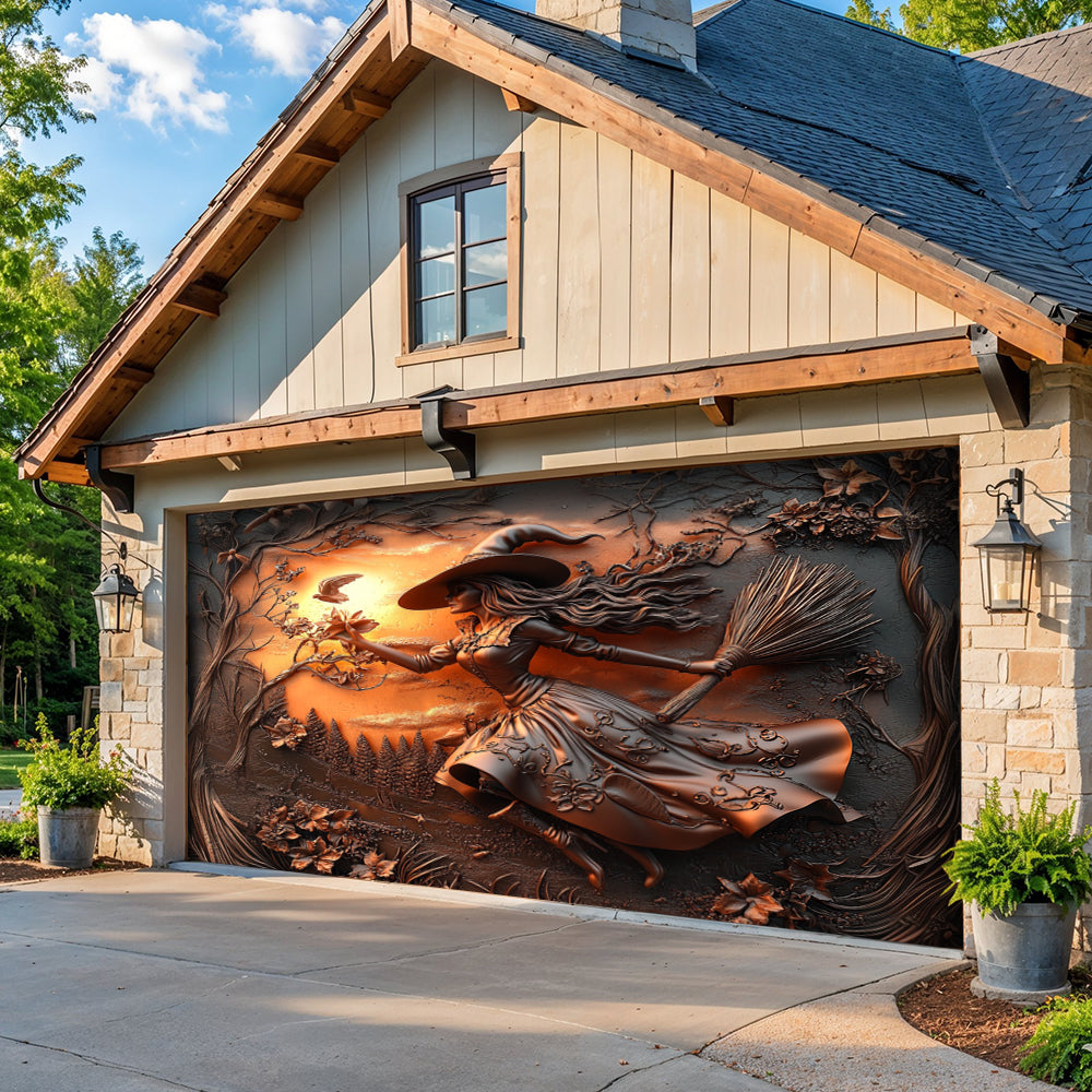 Lorva Witch Garage Door Banner Decoration Halloween Moonflower Witches