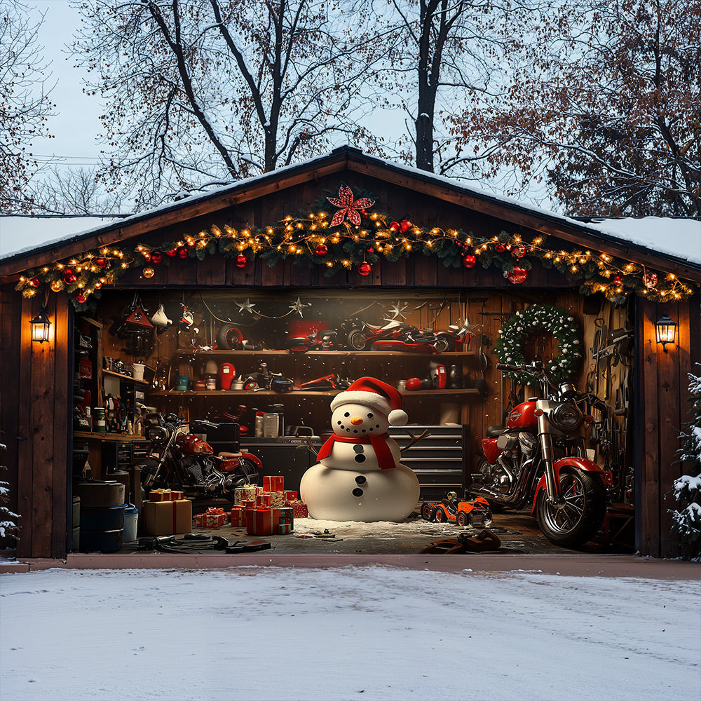 Lorva Christmas Garage Door Banner Decoration Snowman's Workshop