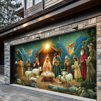 Lorva Christmas Garage Door Banner Decoration The Nativity Scene