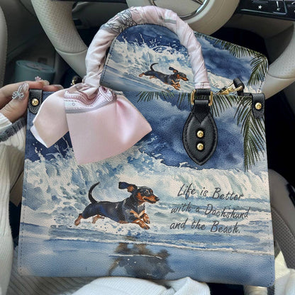 Lorva Dachshund Leather Bag Waves & Wagging Tails