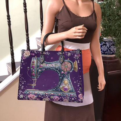 Lorva Sewing Leather Bag Purple Spark