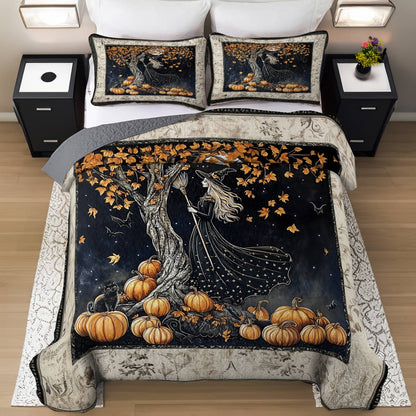 Witch Lorva All Season Quilt 3-Piece Set Moonlit Pumpkin Witch