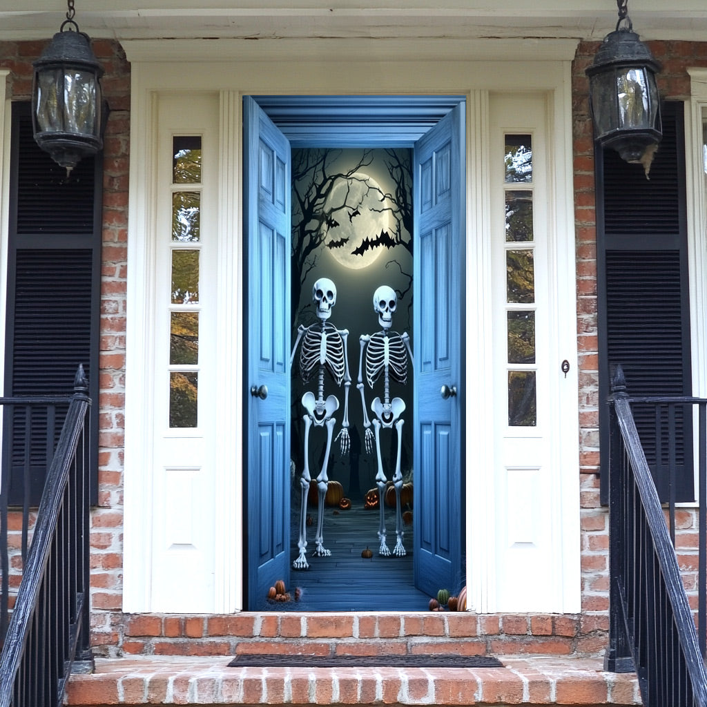 Lorva Halloween Door Cover A Spooky Night With Skeletons