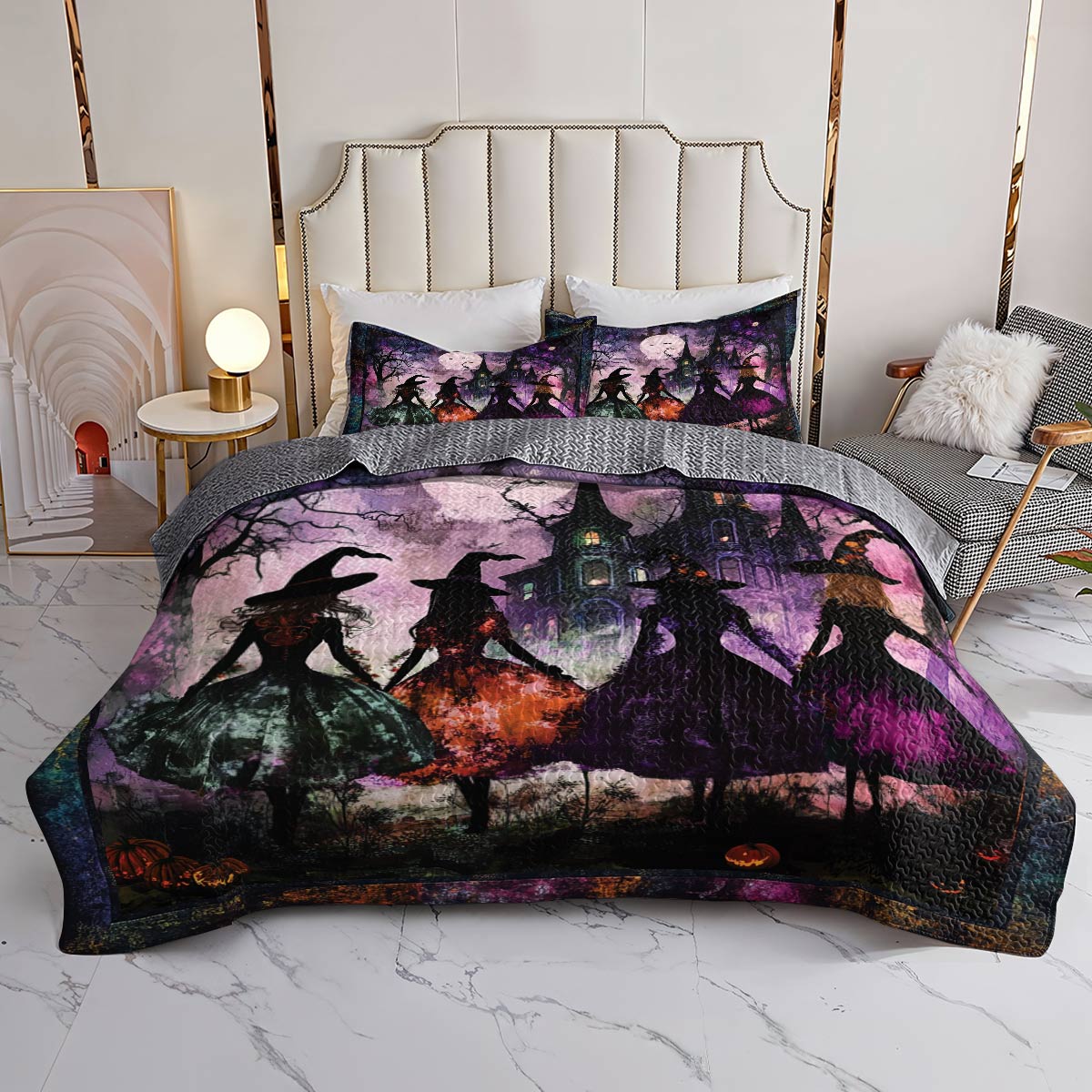 Witch Lorva All Season Quilt 3-Piece Set Mystic Moon Witches