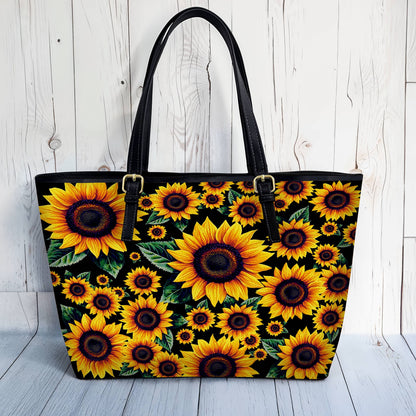 Lorva Sunflower Leather Tote Bag Summer Eclipse