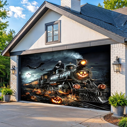 Lorva Halloween Garage Door Banner Decoration Halloween Ghost Train
