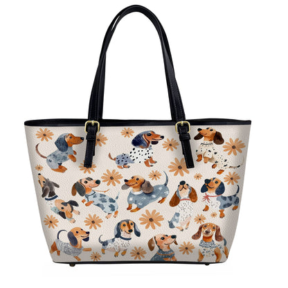 Lorva Dachshund Leather Tote Bag Daisy Doxie