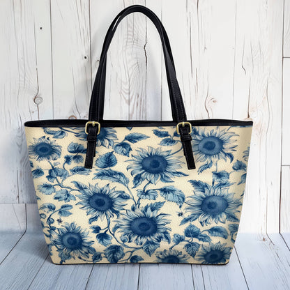 Lorva Sunflower Leather Tote Bag Azure Grace