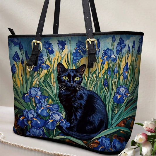 Lorva Leather Tote Bag Iris Garden of Quiet Magic