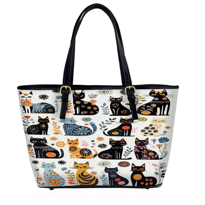 Lorva Leather Tote Bag Whimsical Whiskers In Bloom