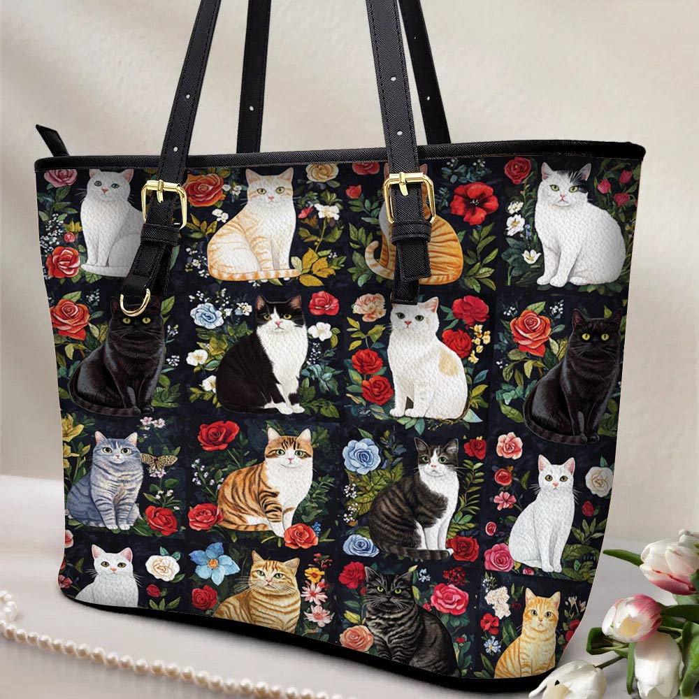 Lorva Leather Tote Bag Cat Lover’s Paradise