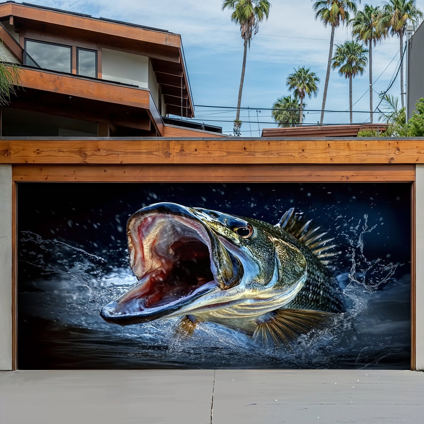 Lorva Fishing Garage Door Banner Decoration Gone Bassin'