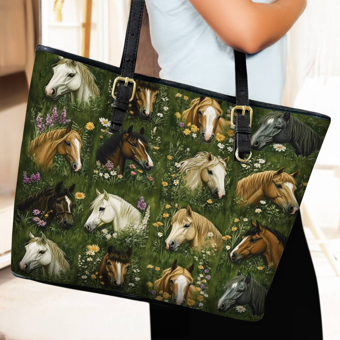Lorva Leather Tote Bag Nature’s Symphony Horse