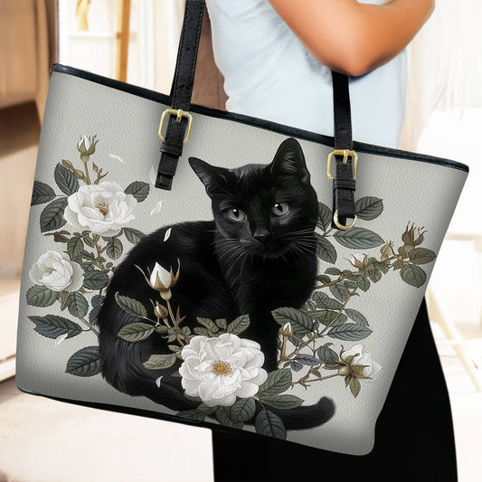 Lorva Leather Tote Bag The Enchanted Black Cat