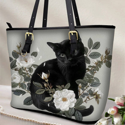 Lorva Leather Tote Bag The Enchanted Black Cat