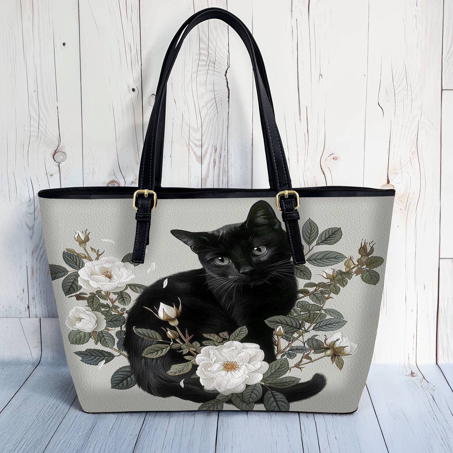 Lorva Leather Tote Bag The Enchanted Black Cat