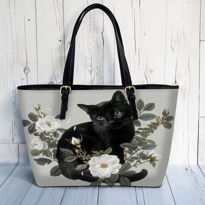 Lorva Leather Tote Bag The Enchanted Black Cat
