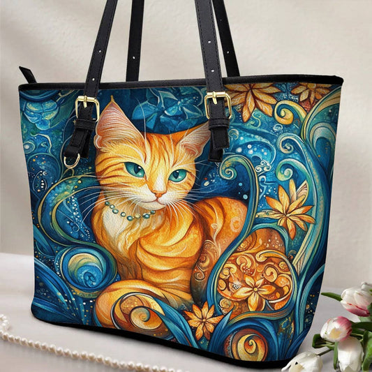 Lorva Leather Tote Bag Cat Lady