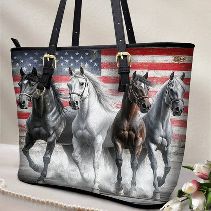 Lorva Leather Tote Bag Strength Horses