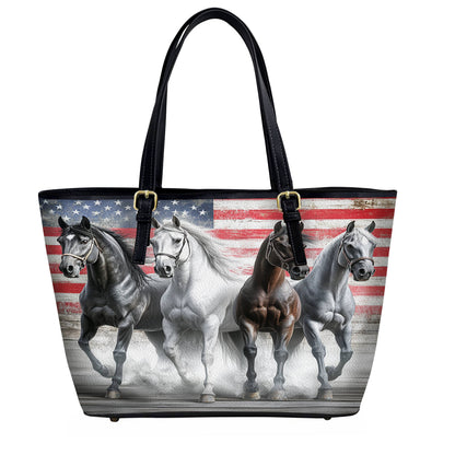 Lorva Leather Tote Bag Strength Horses