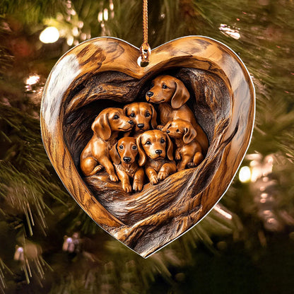 Lorva Dachshund 2D Acrylic Ornament Heart
