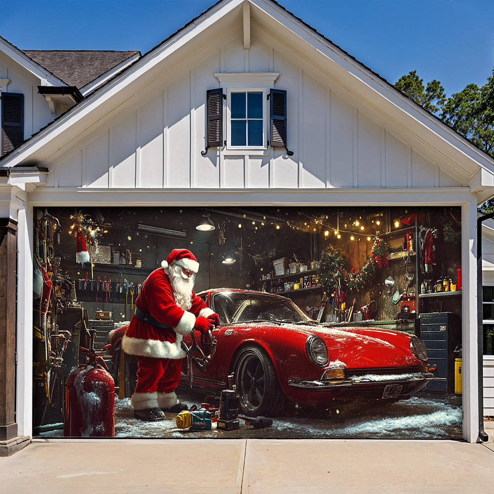 Lorva Christmas Garage Door Banner Decoration Motor Garage