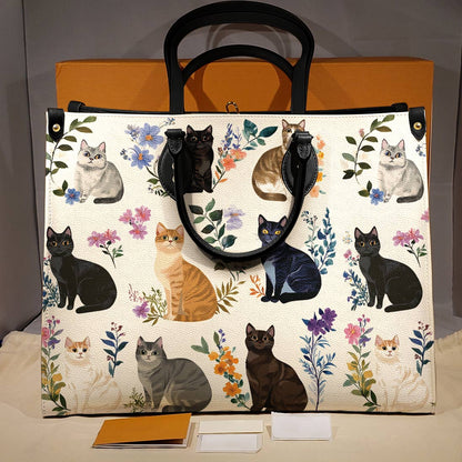 Lorva Cat Leather Bag Botanical Cats