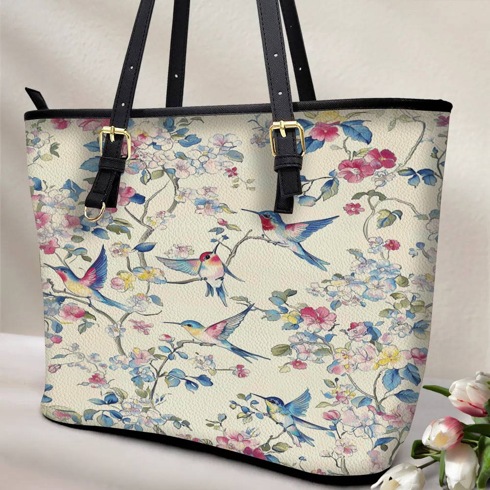 Lorva Hummingbird Leather Tote Bag Blossom Whisper