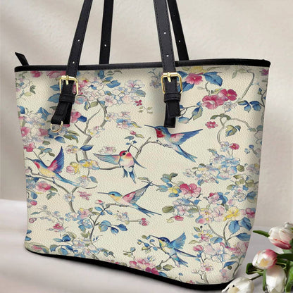 Lorva Hummingbird Leather Tote Bag Blossom Whisper
