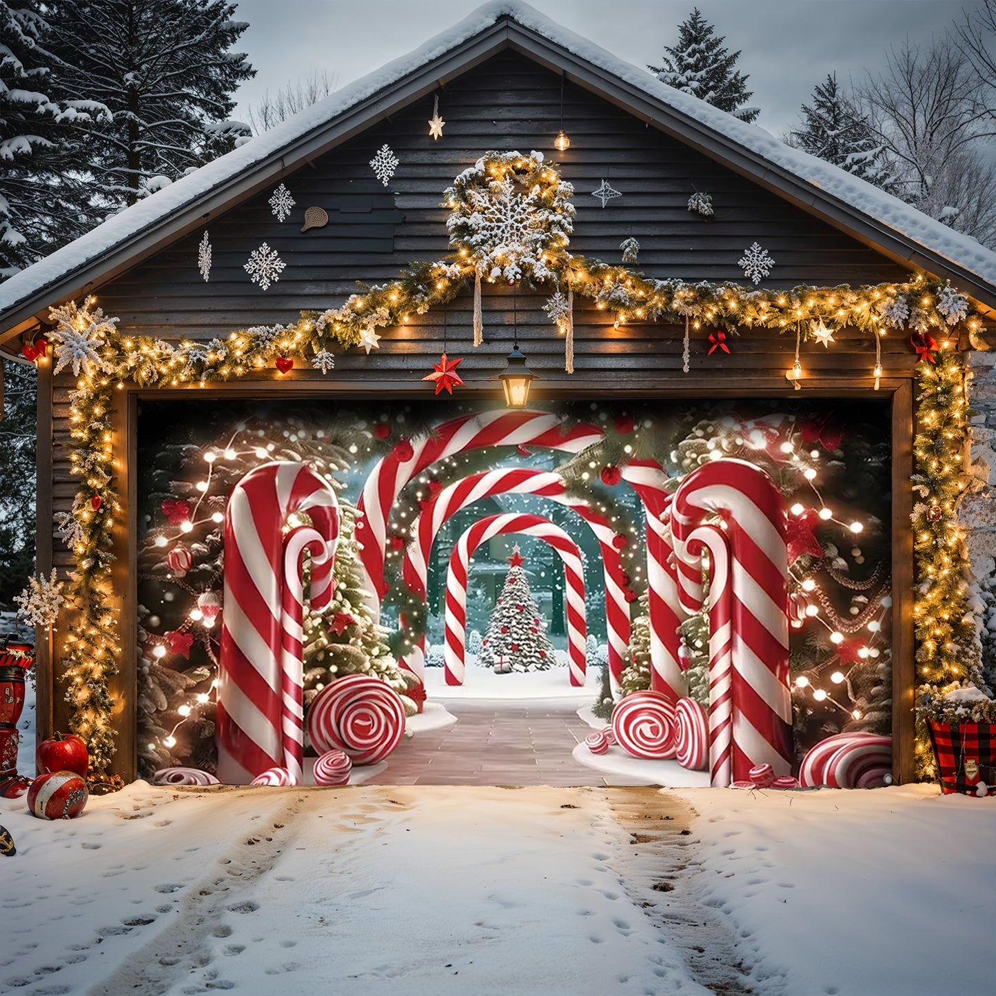 Lorva Christmas Garage Door Banner Decoration The Cute Endless Gate