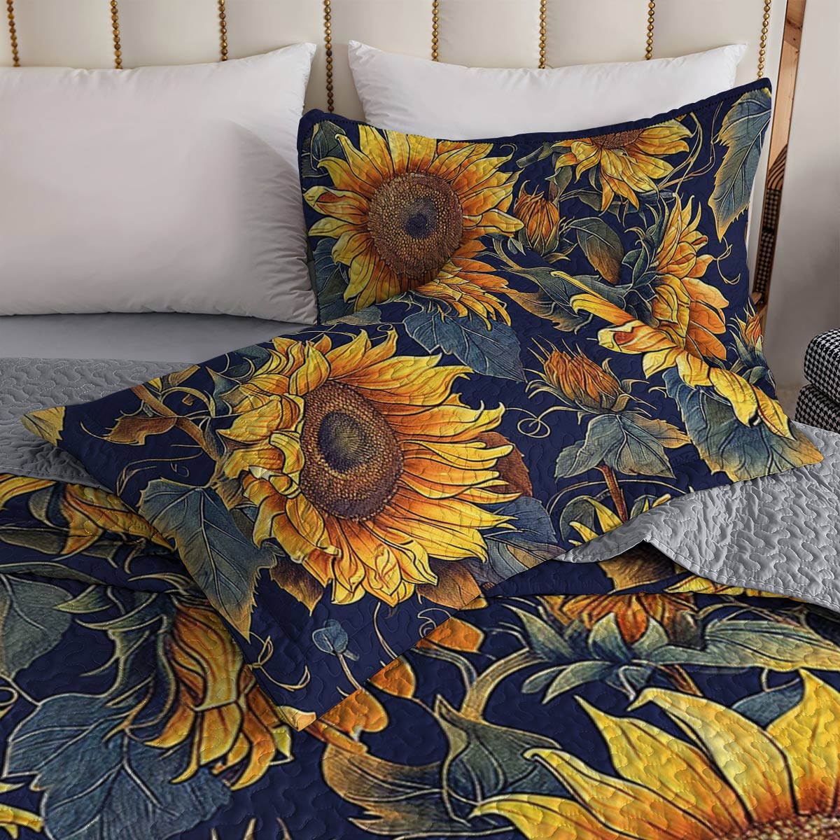 Lorva Sunflower All Season Quilt 3-Piece Set Timeless Sunflower Garden