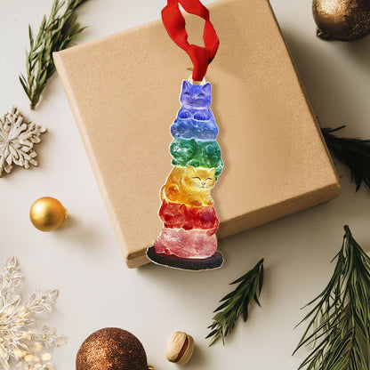 Lorva Cat 2D Acrylic Ornament Rainbow Purr Tower