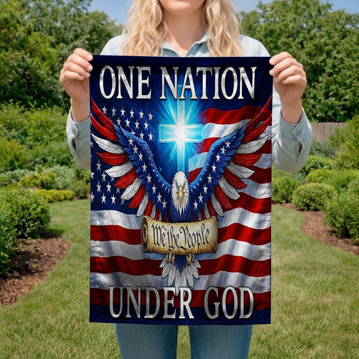Lorva Garden Flag  In God We Stand