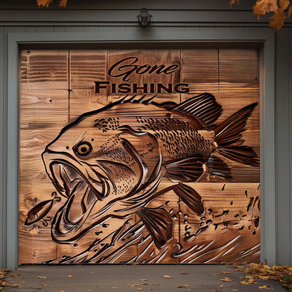 Lorva Fishing Garage Door Banner Decoration Gone Fishing