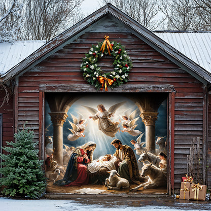 Lorva Christmas Garage Door Banner Decoration Grace The Nativity Scene