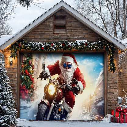 Lorva Christmas Garage Door Banner Decoration Cool Santa