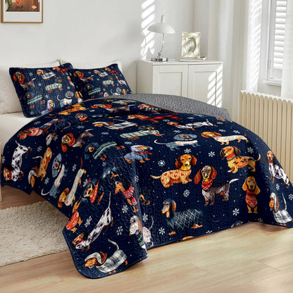 Dachshund Lorva All Season Quilt 3-Piece Set Hello Winter