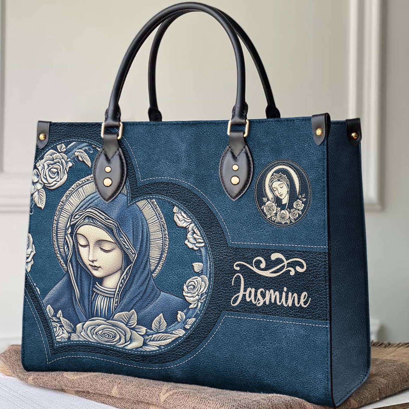 Lorva Personalized Leather Bag Rosa Virgin Mary