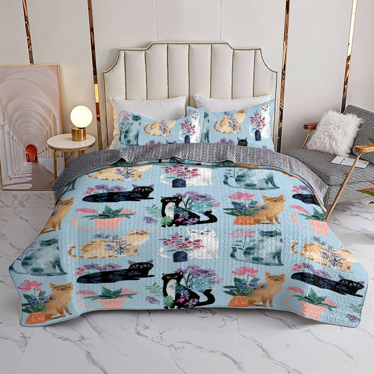 Lorva Cat All Season Quilt 3-Piece Set Cuteness