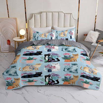 Lorva Cat All Season Quilt 3-Piece Set Cuteness
